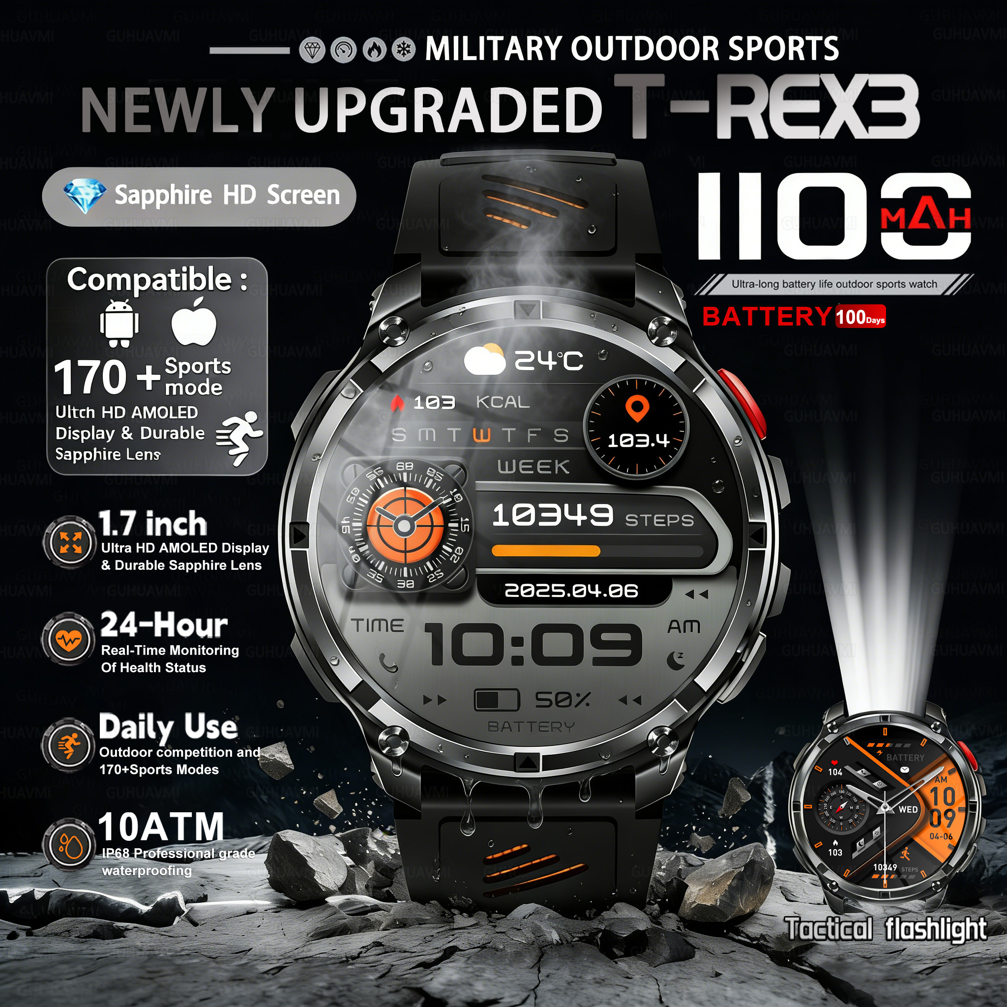 T-REX 3 Military Smartwatch Me - Definition Of Outdoor Sport review and price
