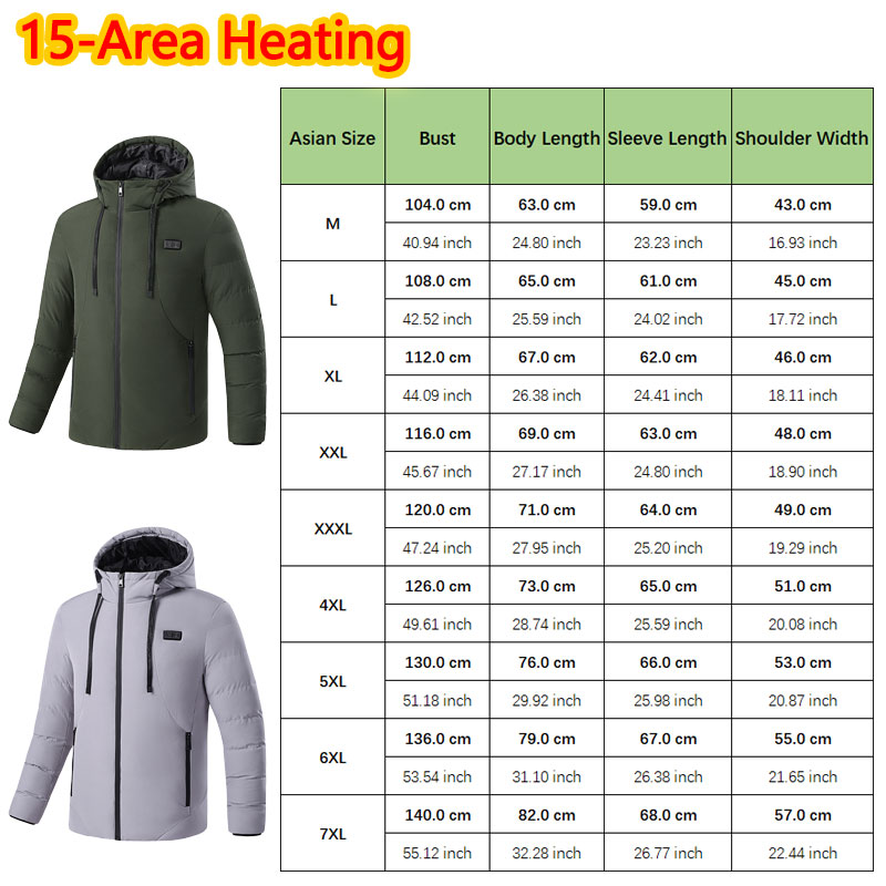 15 Area Heated Winter Hooded J - Outdoor Sport Winter Jacket review and price